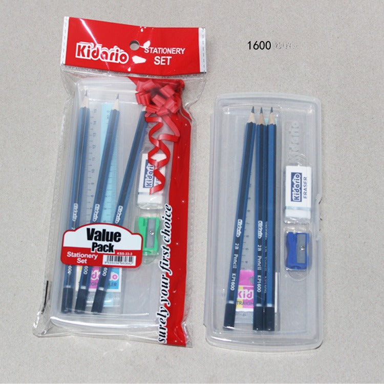Kidario 7 件文具套裝 | KSS33-3-1500/1600/2000 學生必備 鉛筆削筆機橡皮擦組合