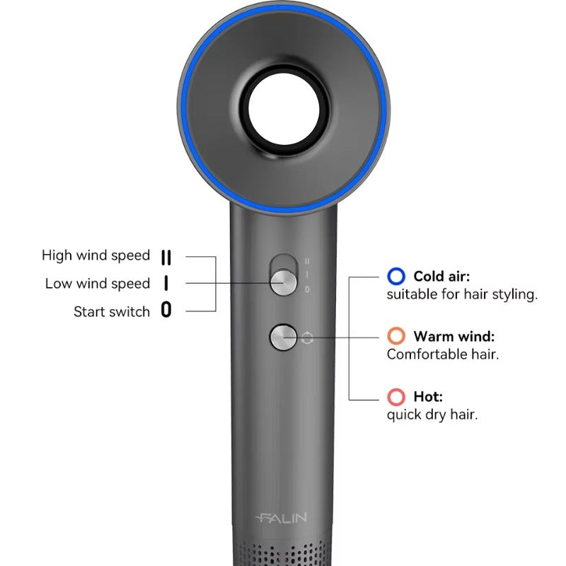 FALIN FL-1501 高速負離子吹風機 - 2000W 11 萬轉 BLDC 馬達 2 檔速 3 檔熱調 黑 / 灰兩色