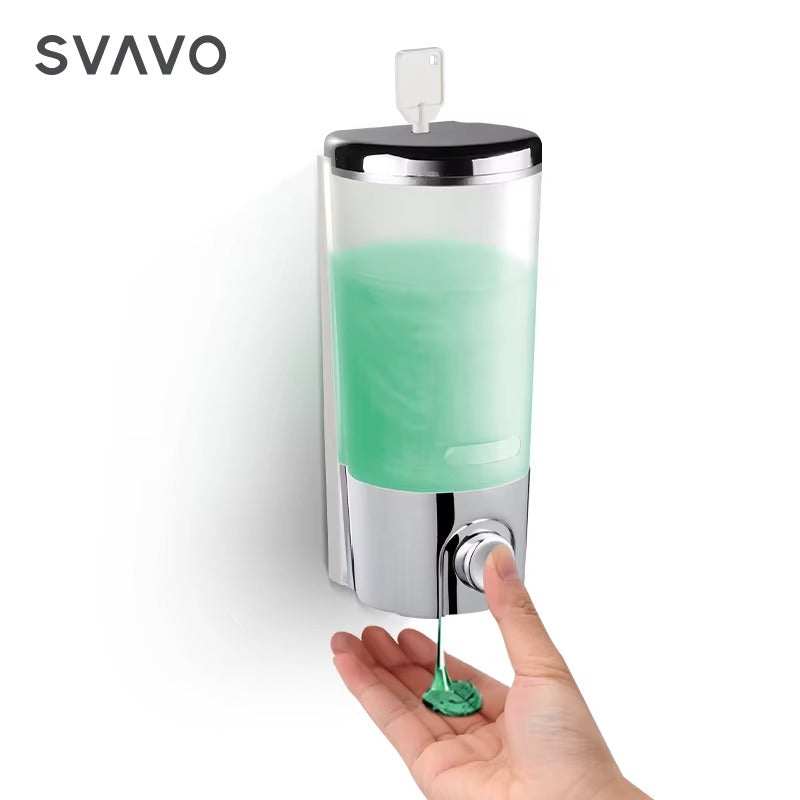 SVAVO V-9101 手動皂液器 - 400ml 壁掛式 底部按壓 白 / 鉻色可選