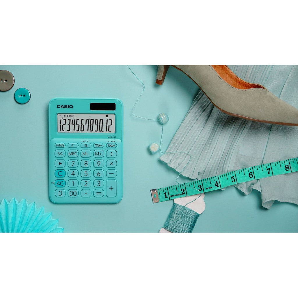Casio MS-20UC 綠色 12 位彩色系列辦公計算器