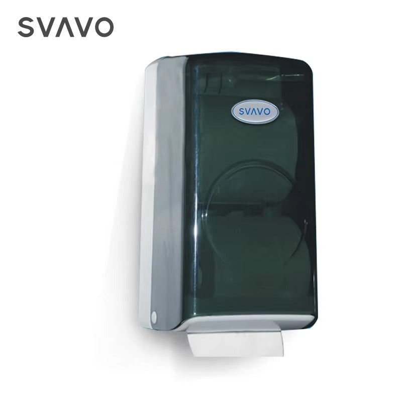 SVAVO V-940C 壁掛式卷紙盒分配器 - ABS 材質 現代款 白 / 白 + 透明棕可選（手紙 / 小卷紙兩用）