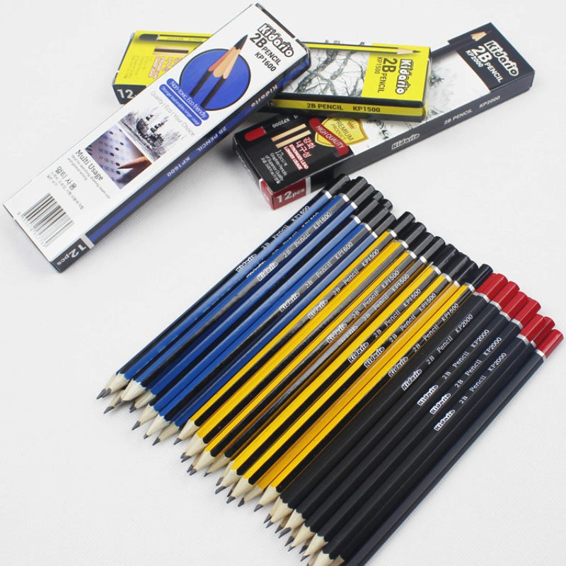 Kidario 2B 石墨鉛筆 12 支裝 | 美國 AP 標準 | KP1500 黃筆杆 / KP1600 藍筆杆 / KP2000 黑筆杆