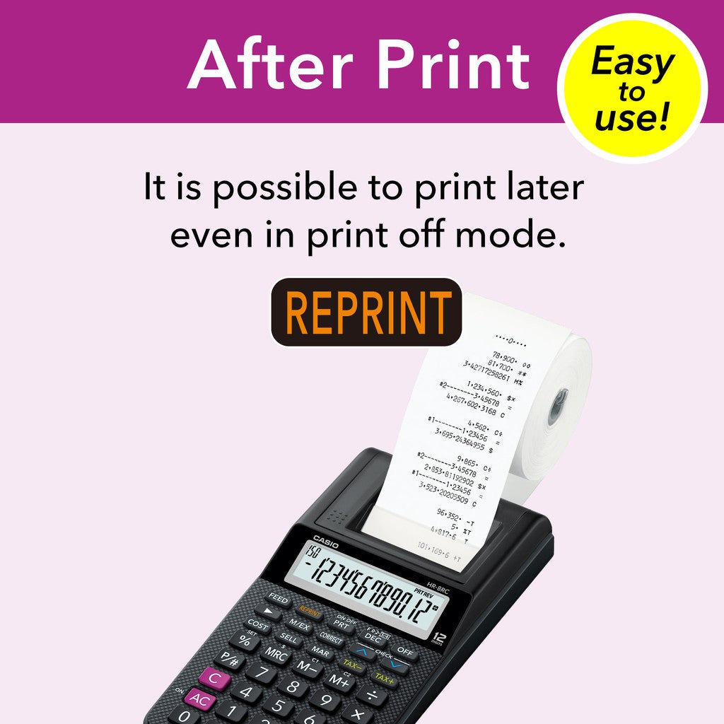 Casio HR-100RC 黑色打印計算器 / 12 位收銀機