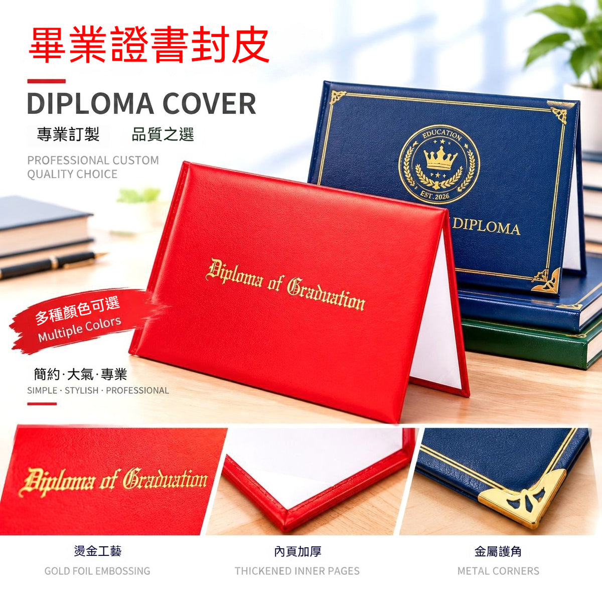 證書皮套定製 加厚 PU 畢業結業證書殼 院校證書保護套