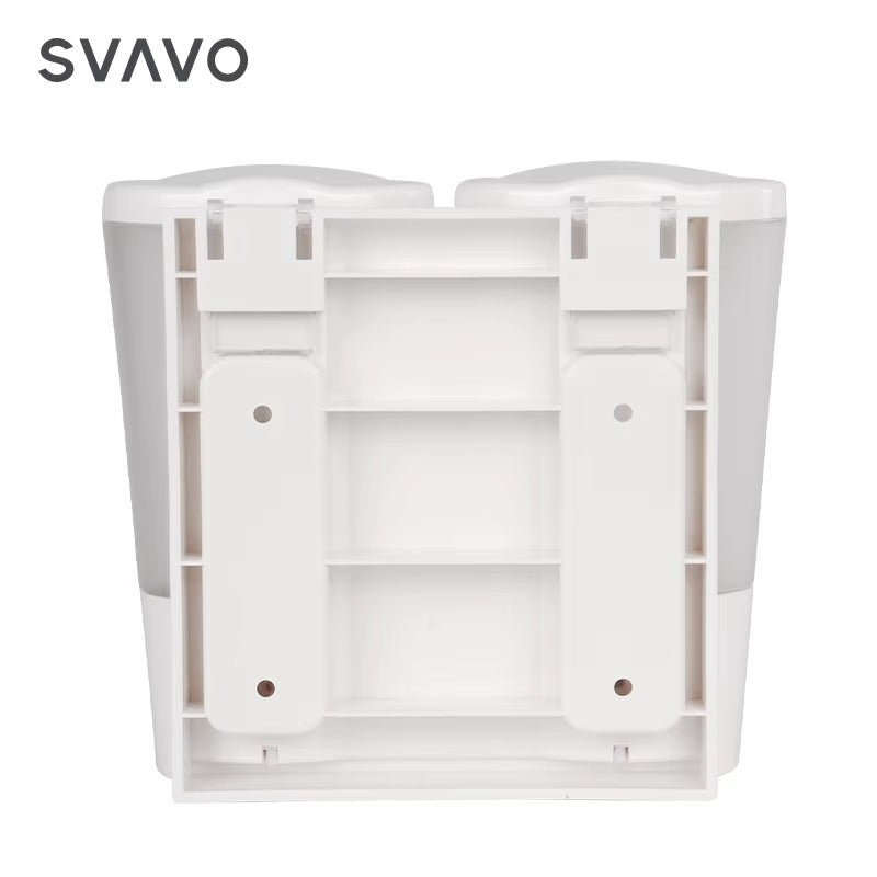 SVAVO V-4701-2 雙格手動皂液器 - 2×200ml 壁掛式 洗髮露 / 皂液通用 白 / 鉻色可選
