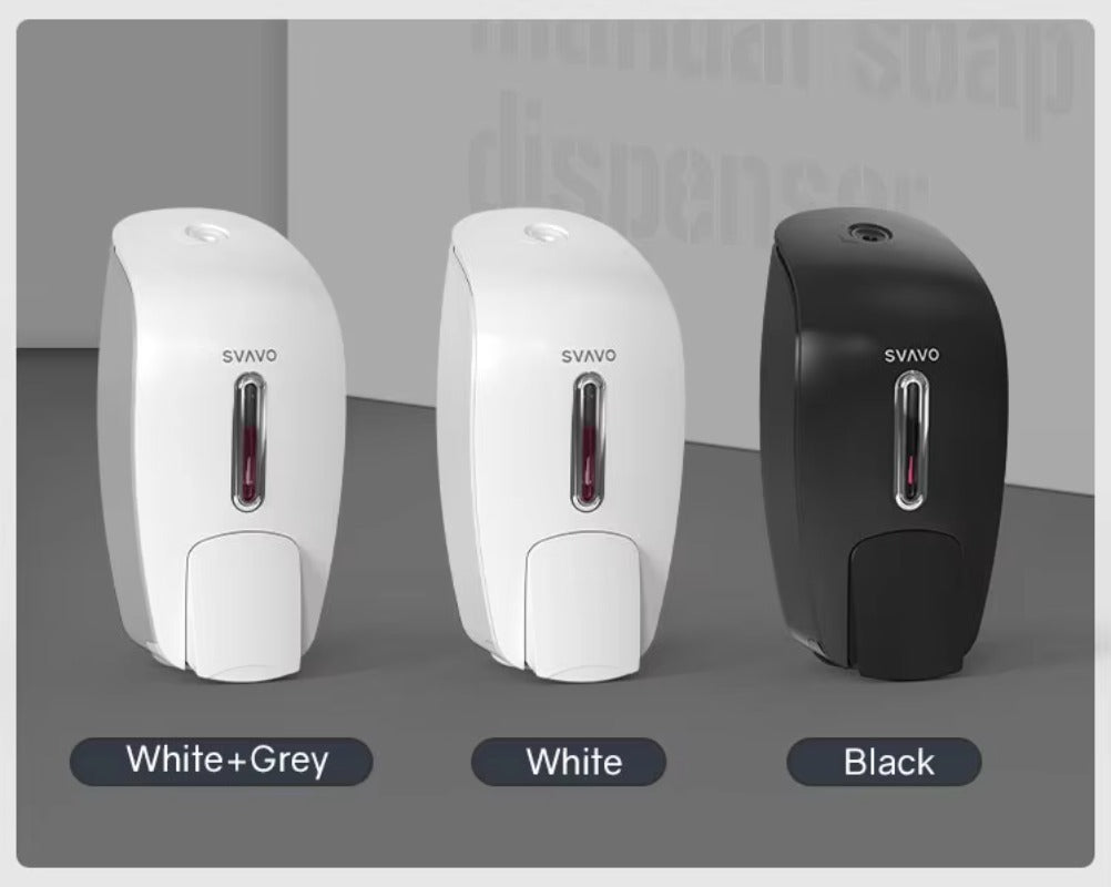 SVAVO PL-151051 手動液體皂液器 - 800ml 壁掛式 底部按壓 白 / 白 + 灰 / 黑三色可選