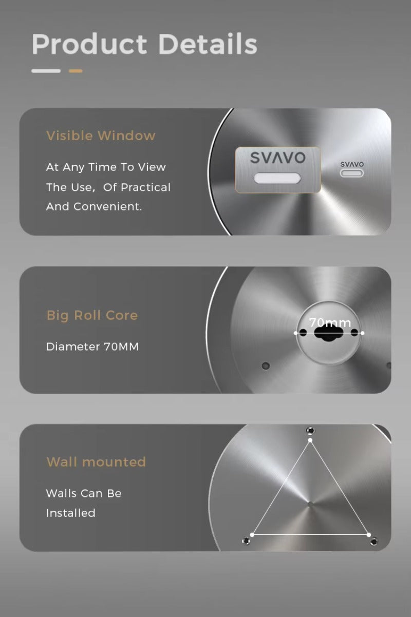 SVAVO SSS-TPD065-S 壁掛式商用不鏽鋼衛生紙分配器 - 現代奢華款