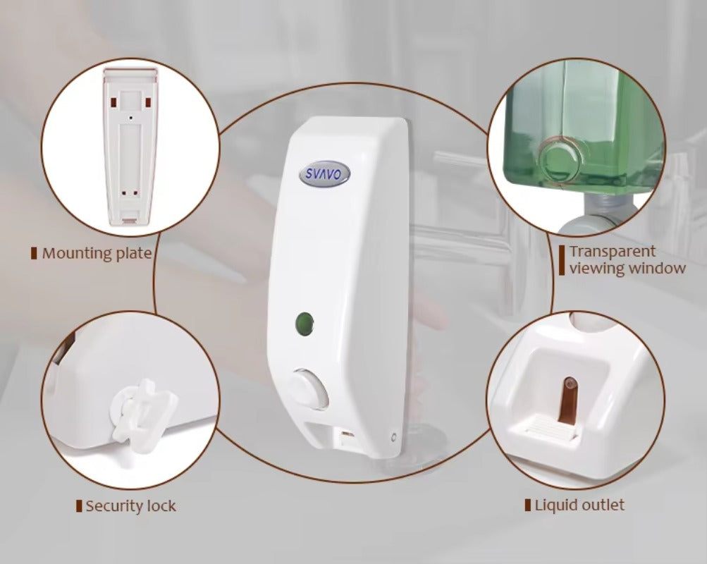 SVAVO V-101 手動液體皂液器 - 400ml 壁掛式 白色 ABS 材質