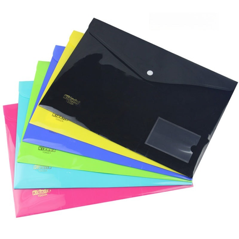 Kidario 1002A/1002F 橫式彩色按扣文件袋 A4/F4 PP 防水收納袋