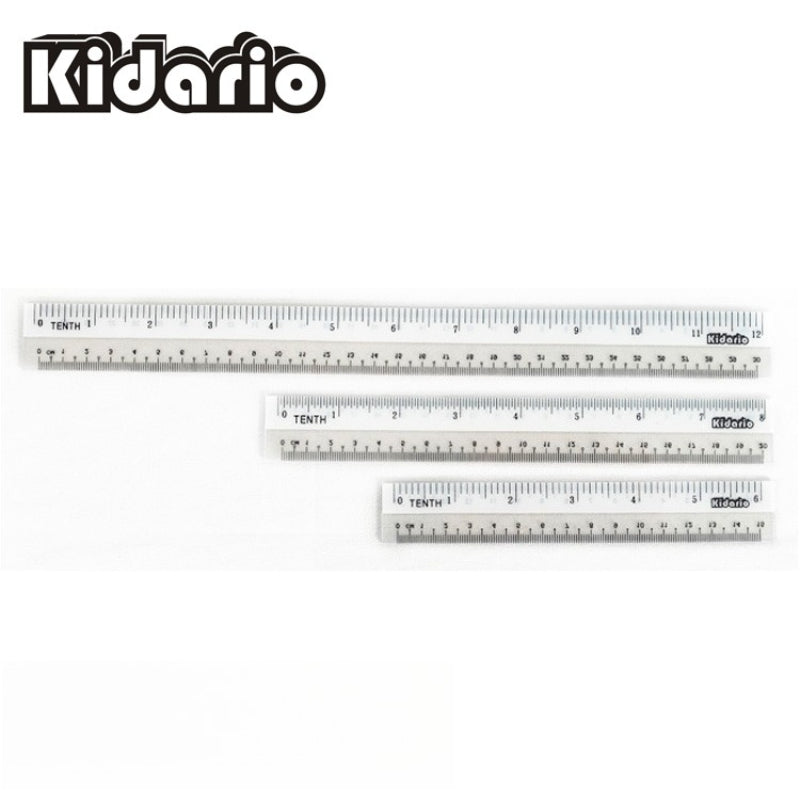 Kidario 多尺寸白邊尺（KSB-15CM-W 6 寸 / KSB-20CM-W 8 寸 / KSB-30CM-W 12 寸）| 雙量度 厚款