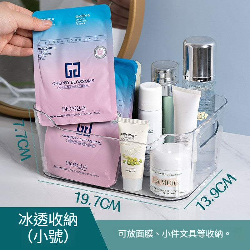 透明塑料桌面收納筐｜多用途整理箱 文具化妝品雜物收納盒 居家辦公桌面整理神器