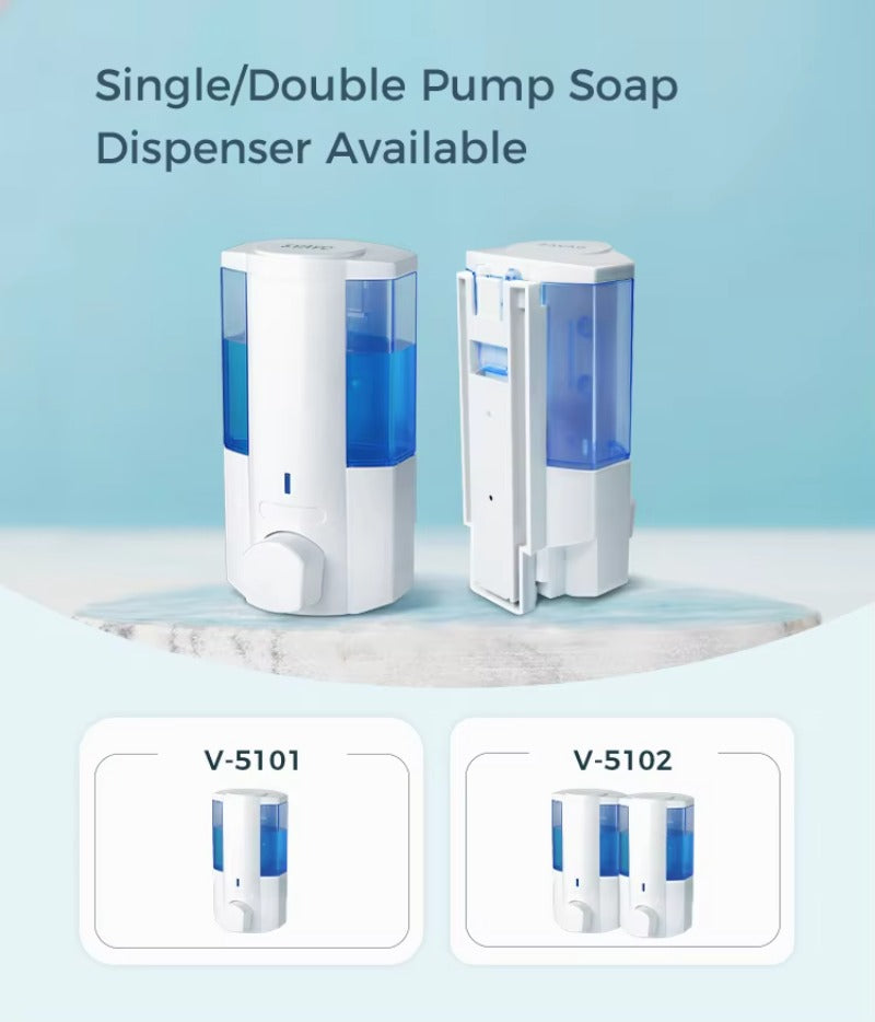 SVAVO V-5101 手動皂液器 - 350ml 壁掛式 適用於酒店 白 / 鉻色可選