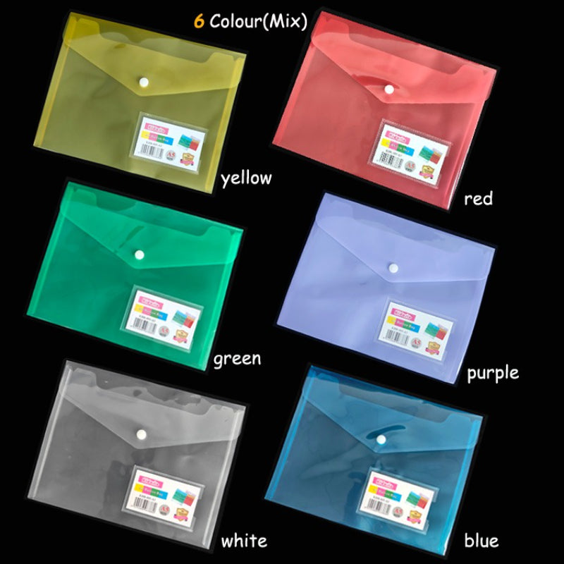 Kidario 彩色透明按扣文件袋 KBB-805-A5（A5/250×180mm）18C