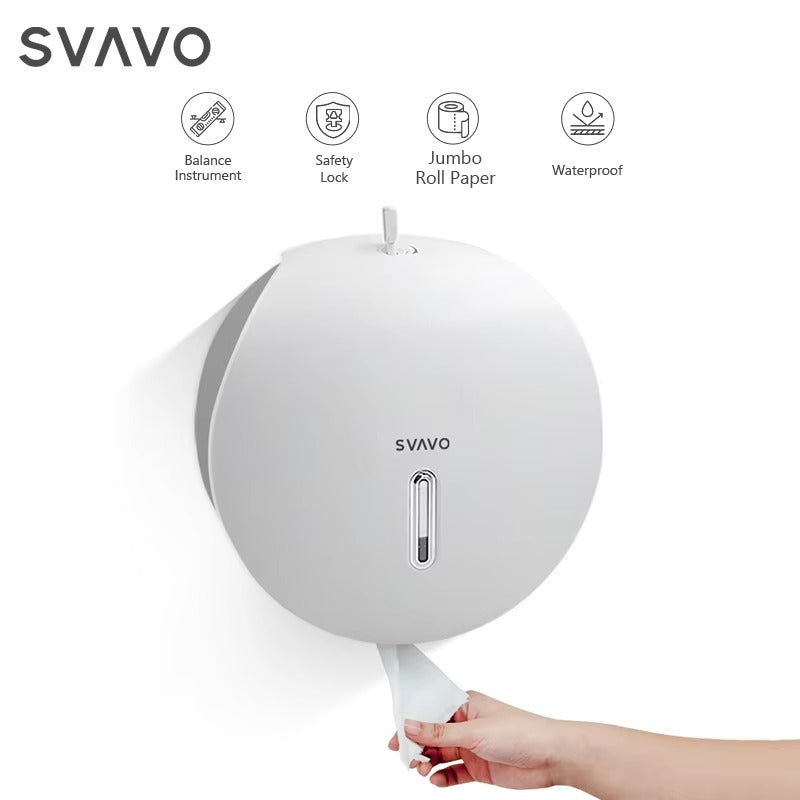 SVAVO PL-151065 壁掛式大卷衛生紙分配器 - ABS 材質 現代簡約款 白 / 黑 / 白灰可選