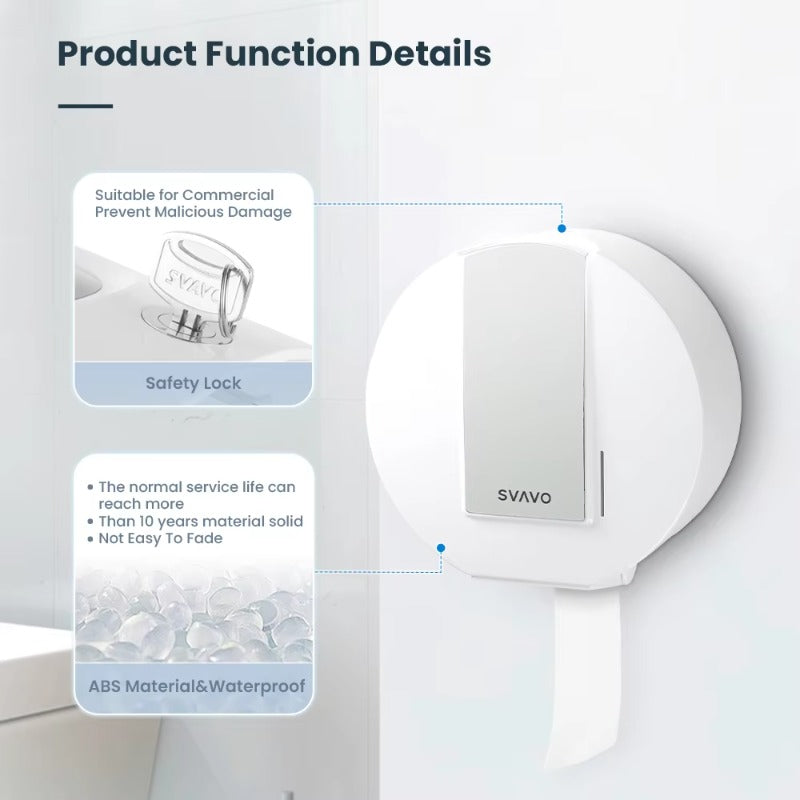 SVAVO VX785 壁掛式大卷紙巾分配器 - ABS 材質 現代款 白 / 白灰 / 黑色可選（手紙 / 小卷紙兩用）