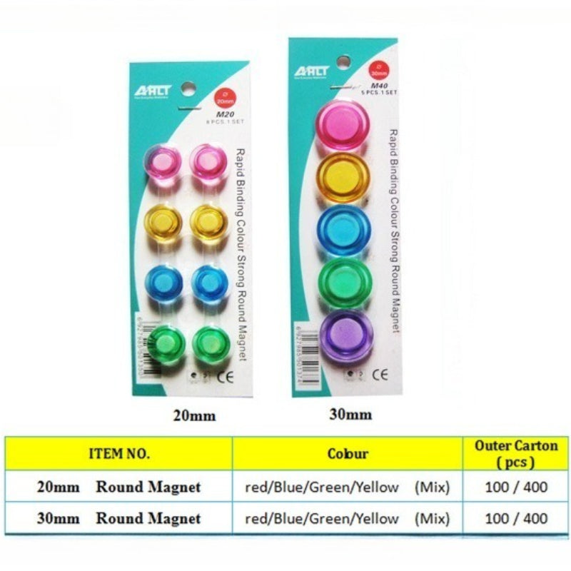 AHLT 強力彩色透明磁粒 20mm-30mm 黑板白板吸鐵石 辦公教學磁貼