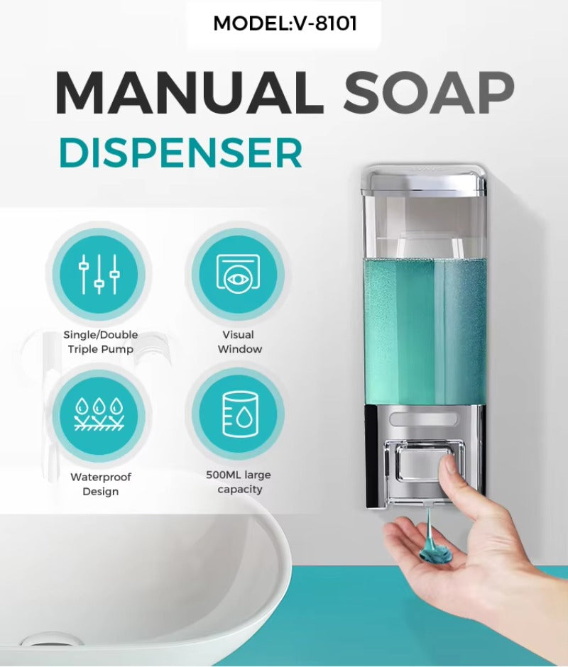 SVAVO V-8101 手動皂液器 - 500ml 壁掛式 酒店及家居適用