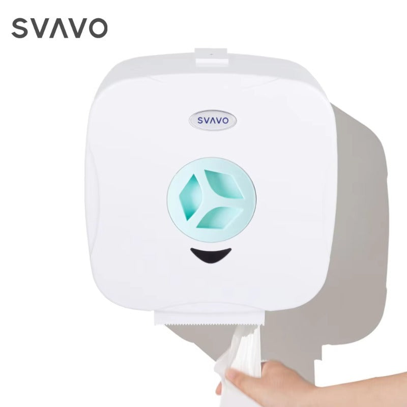 SVAVO V-610-1 商用浴室大卷紙架 - 壁掛式 現代款 白 / 白 + 藍兩色可選