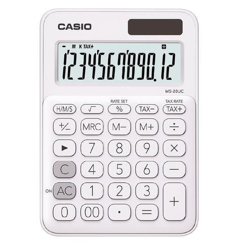 Casio MS-20UC 白色 12 位彩色系列辦公計算器