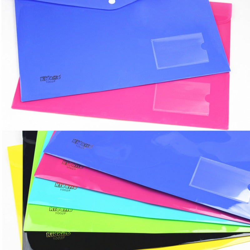 Kidario 1002A/1002F 橫式彩色按扣文件袋 A4/F4 PP 防水收納袋
