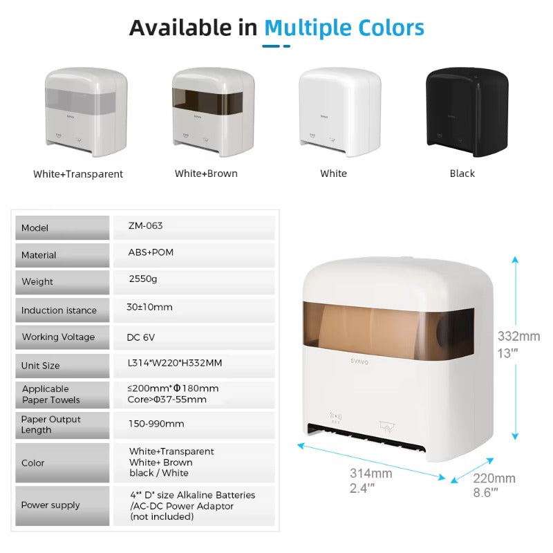 SVAVO ZM-063 壁掛式馬桶自動感應紙巾架 - ABS 材質 現代簡約款 多色可選