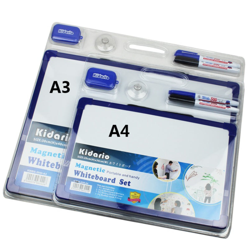 Kidario 單面磁性白板套裝 KWBS-3040-A3（30×40cm A3）便攜可懸掛 附筆 + 擦 + 掛件