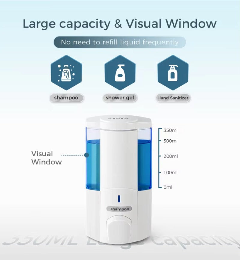 SVAVO V-5101 手動皂液器 - 350ml 壁掛式 適用於酒店 白 / 鉻色可選