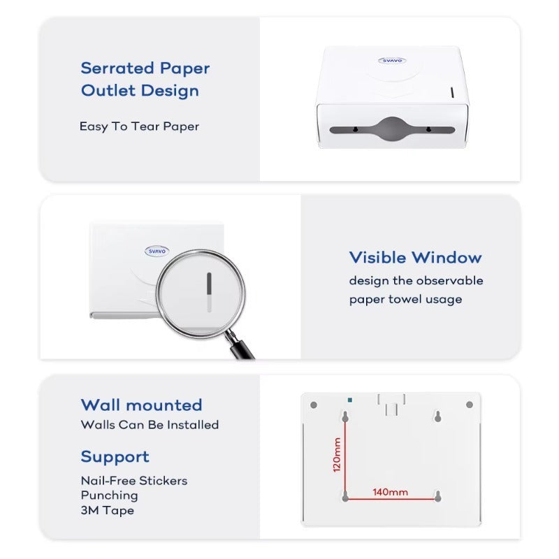 SVAVO V-620 商用浴室多摺紙巾架 - 壁掛式 白 / 透明棕兩色可選