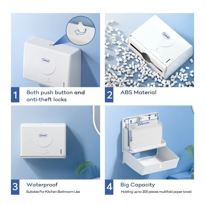 SVAVO V-620 商用浴室多摺紙巾架 - 壁掛式 白 / 透明棕兩色可選