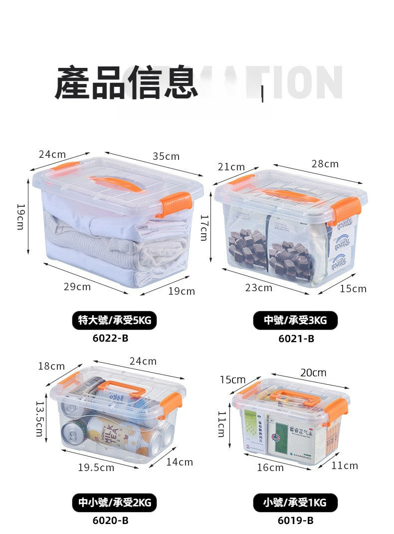 透明手提收納箱｜塑膠帶手挽儲物盒 玩具零件化妝品整理盒 屋企多用途慳位