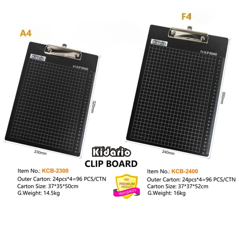 Kidario A4/F4 文件板夾 | 加厚 PP 板體 帶刻尺 辦公學習必備