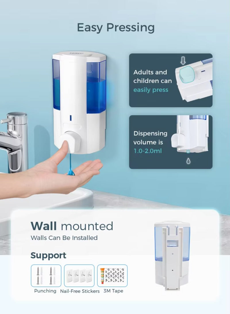 SVAVO V-5101 手動皂液器 - 350ml 壁掛式 適用於酒店 白 / 鉻色可選