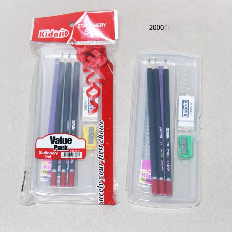 Kidario 7 件文具套裝 | KSS33-3-1500/1600/2000 學生必備 鉛筆削筆機橡皮擦組合
