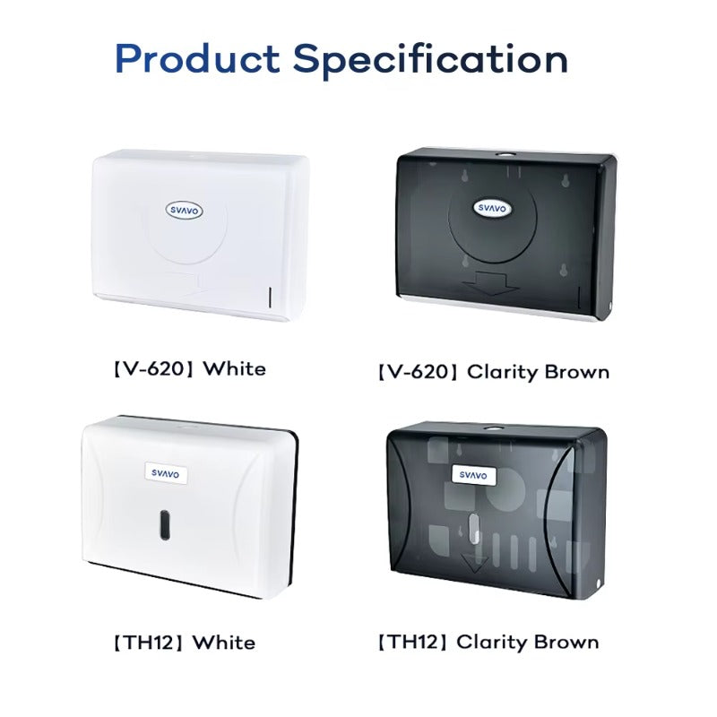 SVAVO V-620 商用浴室多摺紙巾架 - 壁掛式 白 / 透明棕兩色可選