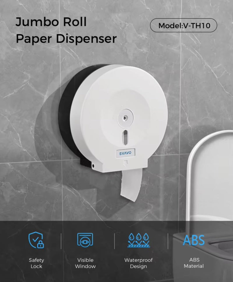 SVAVO V-TH10 壁掛式商用浴室超大卷衛生紙分配器 - ABS 塑料材質