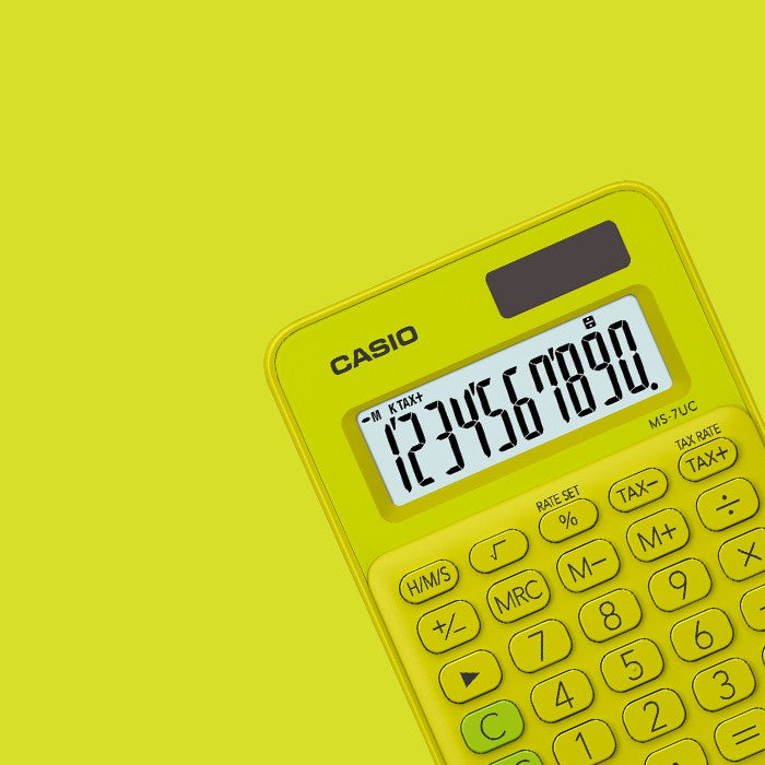 Casio MS-7UC 綠色黃色 10 位彩色系列辦公計算器