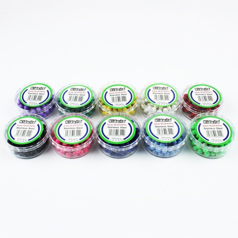 Kidario 多色珠頭針 | 6mm 珠子 12mm 針長 100 個 / 筒 混色 / 單色可選