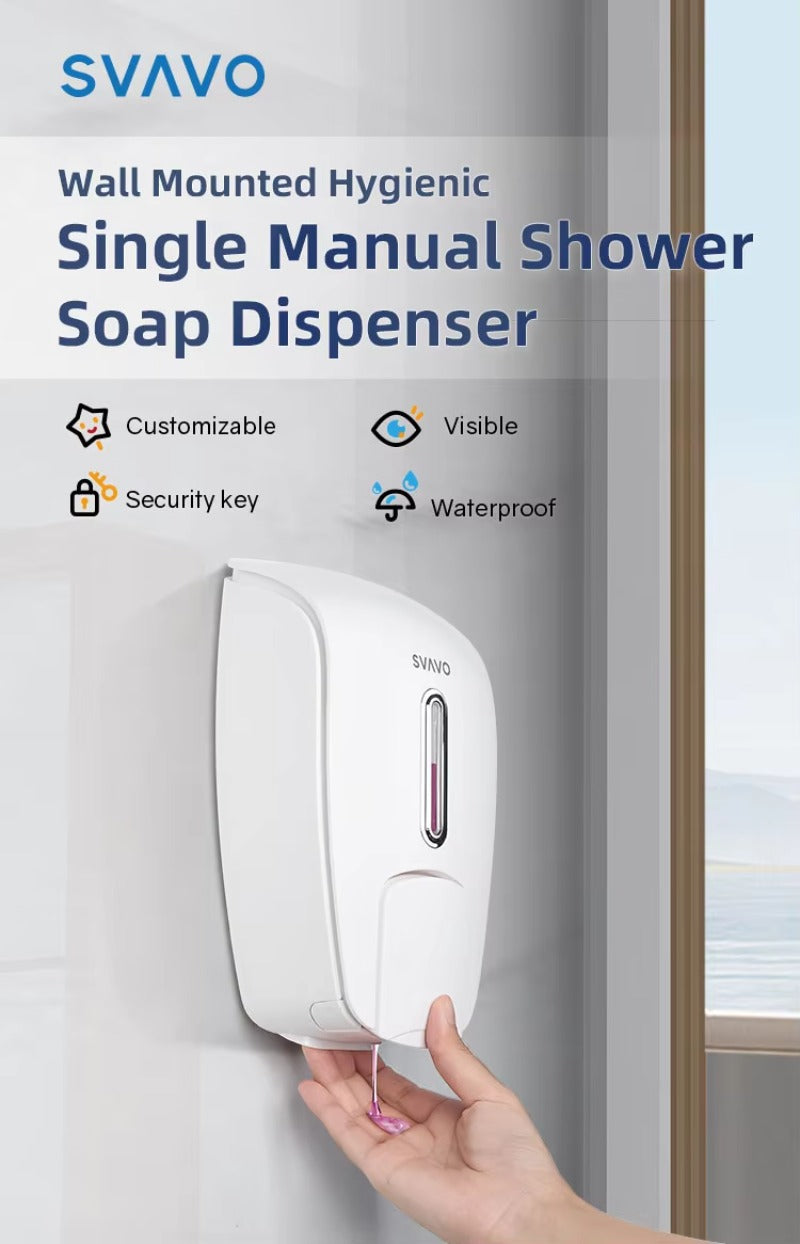 SVAVO PL-151051 手動液體皂液器 - 800ml 壁掛式 底部按壓 白 / 白 + 灰 / 黑三色可選
