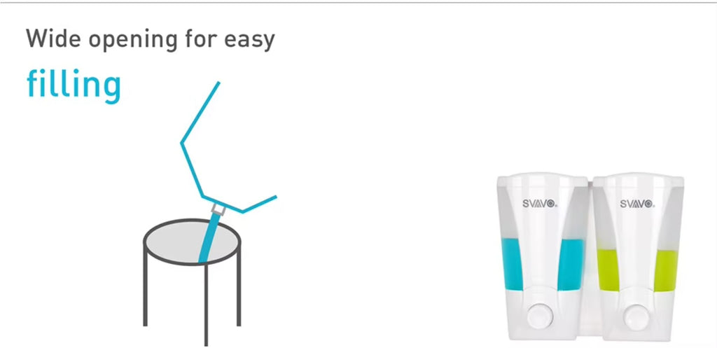 SVAVO V-4701-2 雙格手動皂液器 - 2×200ml 壁掛式 洗髮露 / 皂液通用 白 / 鉻色可選